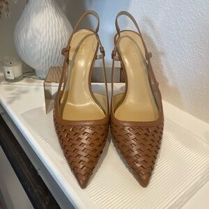 Michael Kors Brown Woven Slingback Heels